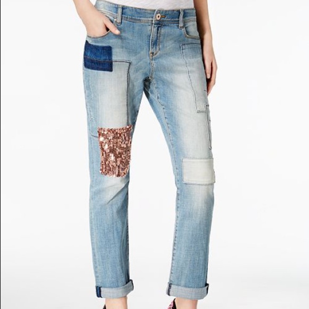 Inc Sequin Patchwork Boyfriend Jeans - image 1